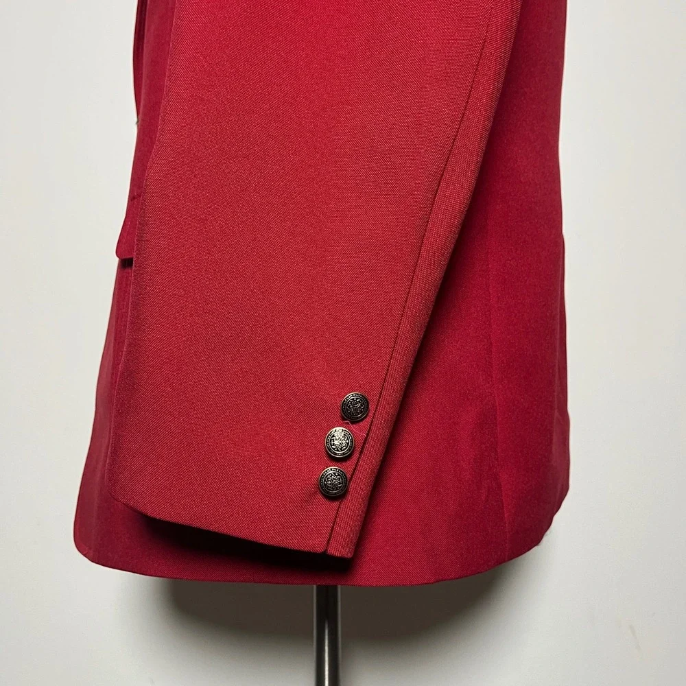 Edwards Blazer Mens 46L Red Solid Notch Lapel‎ Single Vent Two-Button Career